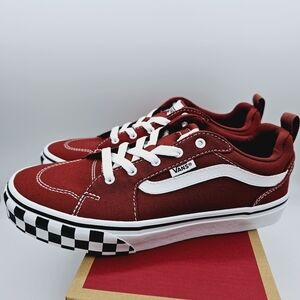 Vans Filmore Check Bumper Shoes in Dark Red & White NIB, Youth size 5